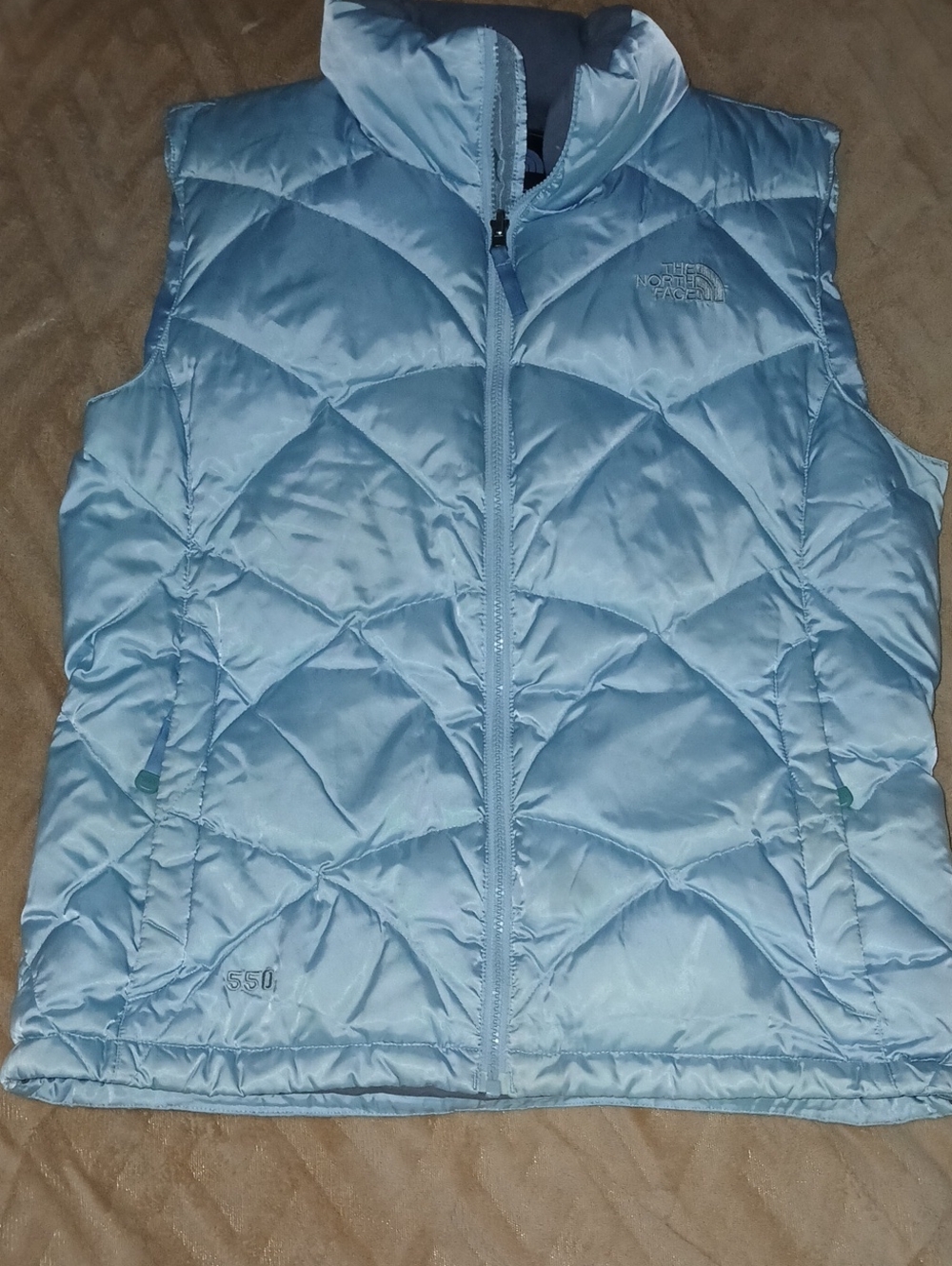 The North Face Womens Shiny Light Blue Quilted Puffer Vest Sz: L